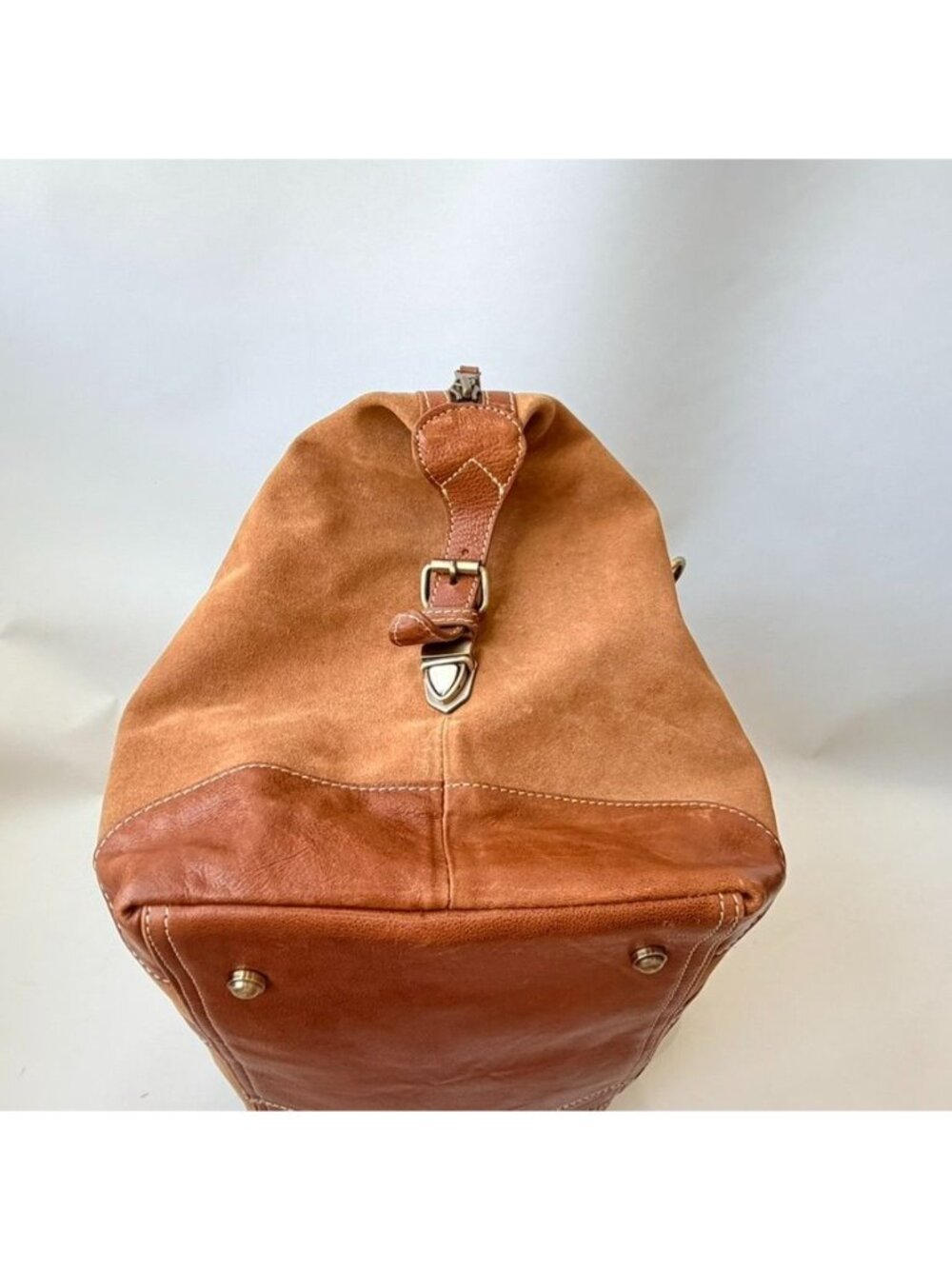 F.H. Wadsworth NYC Suede Leather Duffle Travel Bag Weekender Brown - Picture 3 of 16